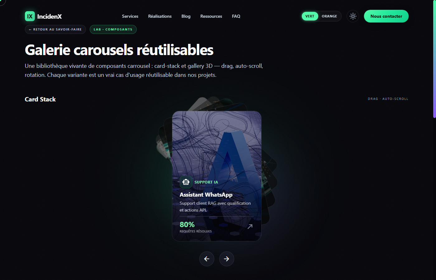 Galerie carousels réutilisables